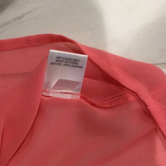 Banana Republic FO sheer sleeveless button front w/tie waist blouse, pink XSP - Picture 6 of 15